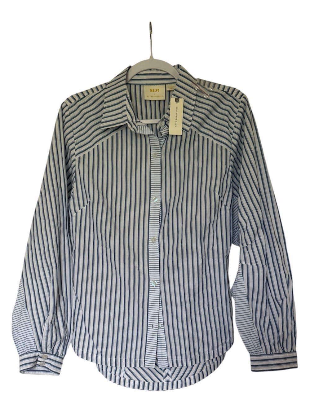 Maeve Anthropologie Mixed Stripe Cutout Buttondown Shirt - Picture 3 of 6